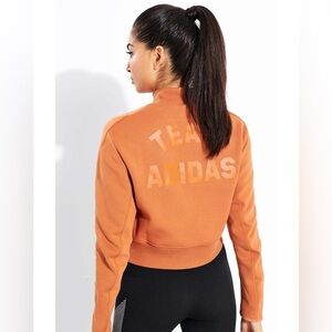 Team Adidas VRCT cropped mock neck pullover sweatshirt in Tech Copper